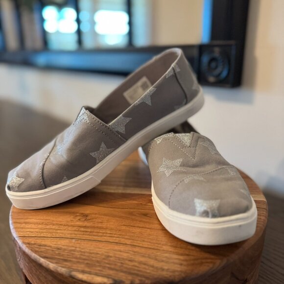 TOMS Alpargata Cupsole Slip-Ons – Grey Star Print Canvas, Women’s US 7, Like-New - Picture 3 of 8